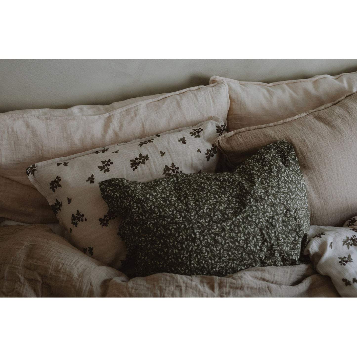 Funda de almohada percale 50x70 cm - Floral Moss