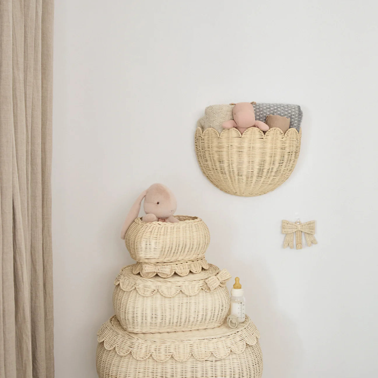 Canasto pared mimbre - scalloped