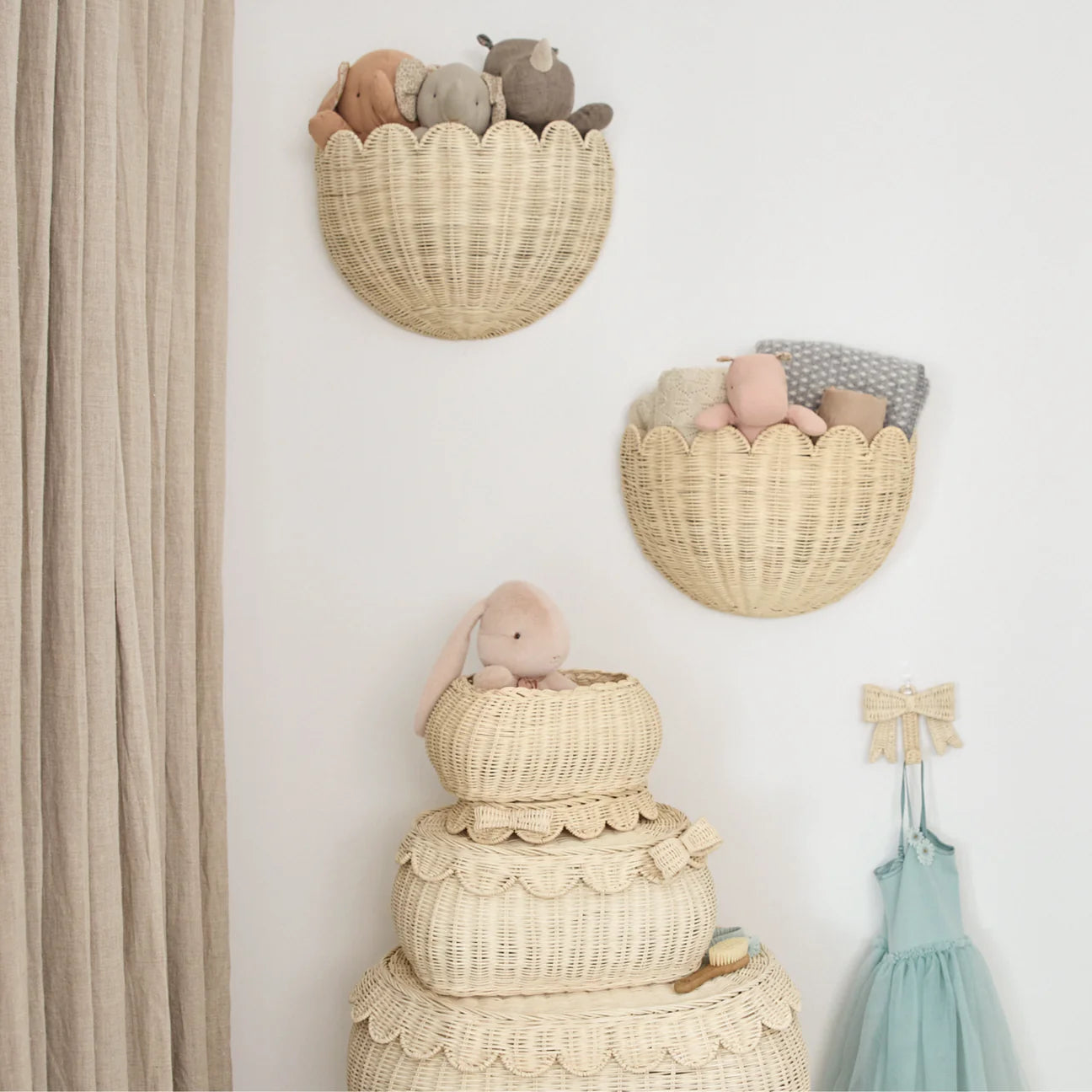 Canasto pared mimbre - scalloped
