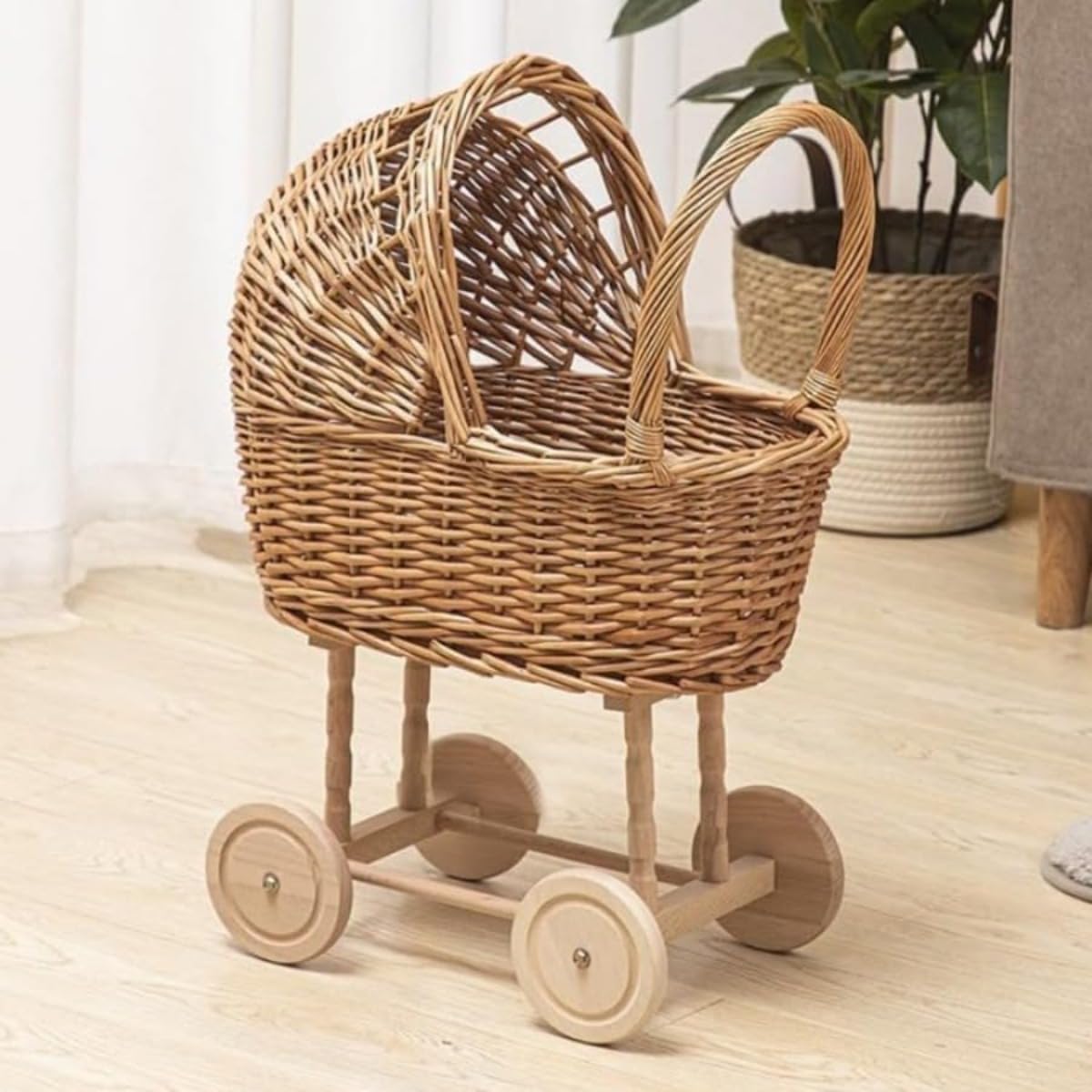 Coche para muñecas rattán
