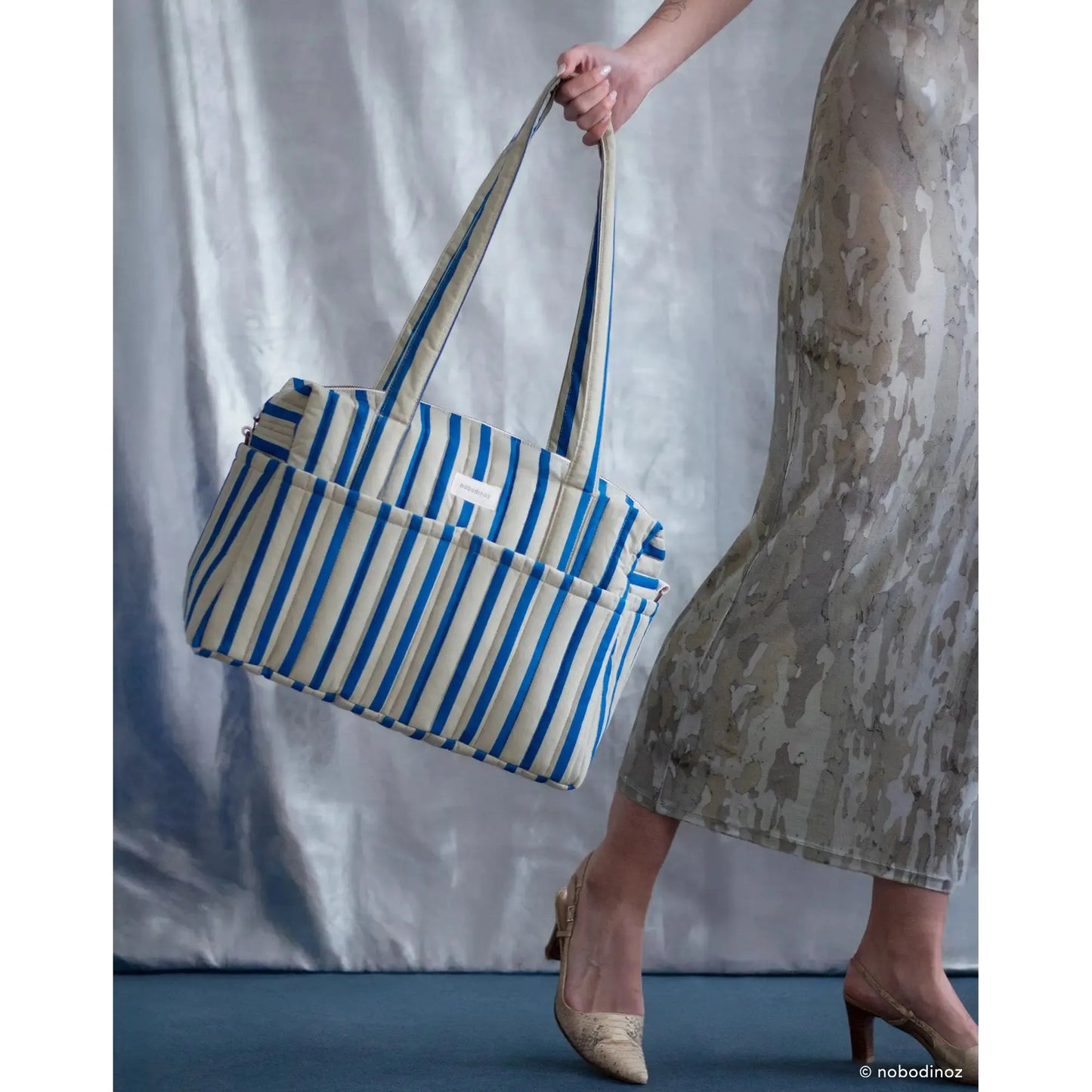 Bolso cambiador apto para coche Stories limited edition - Green blue stripes