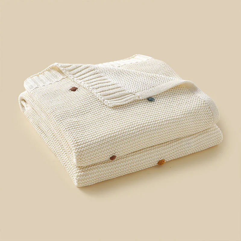 Manta Tejida colors dots - White