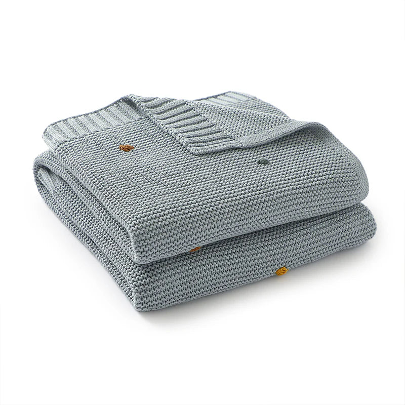 Manta Tejida colors dots - Light Blue