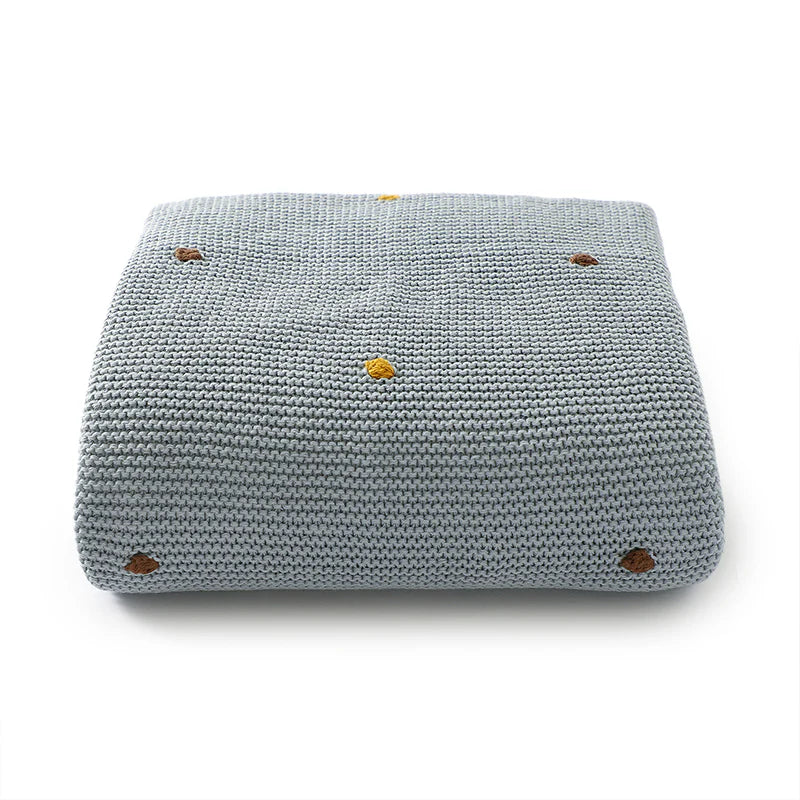 Manta Tejida colors dots - Light Blue
