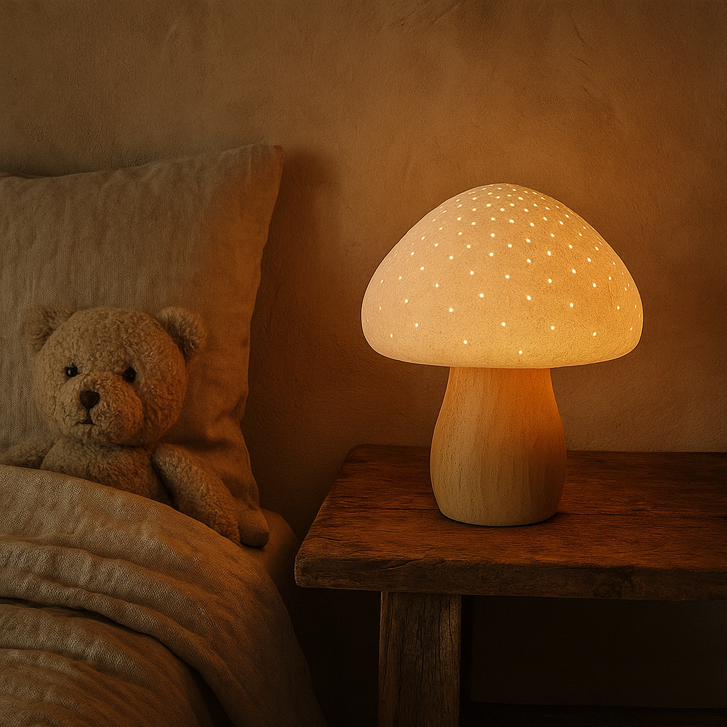 Lámpara sobremesa wooden mushroom