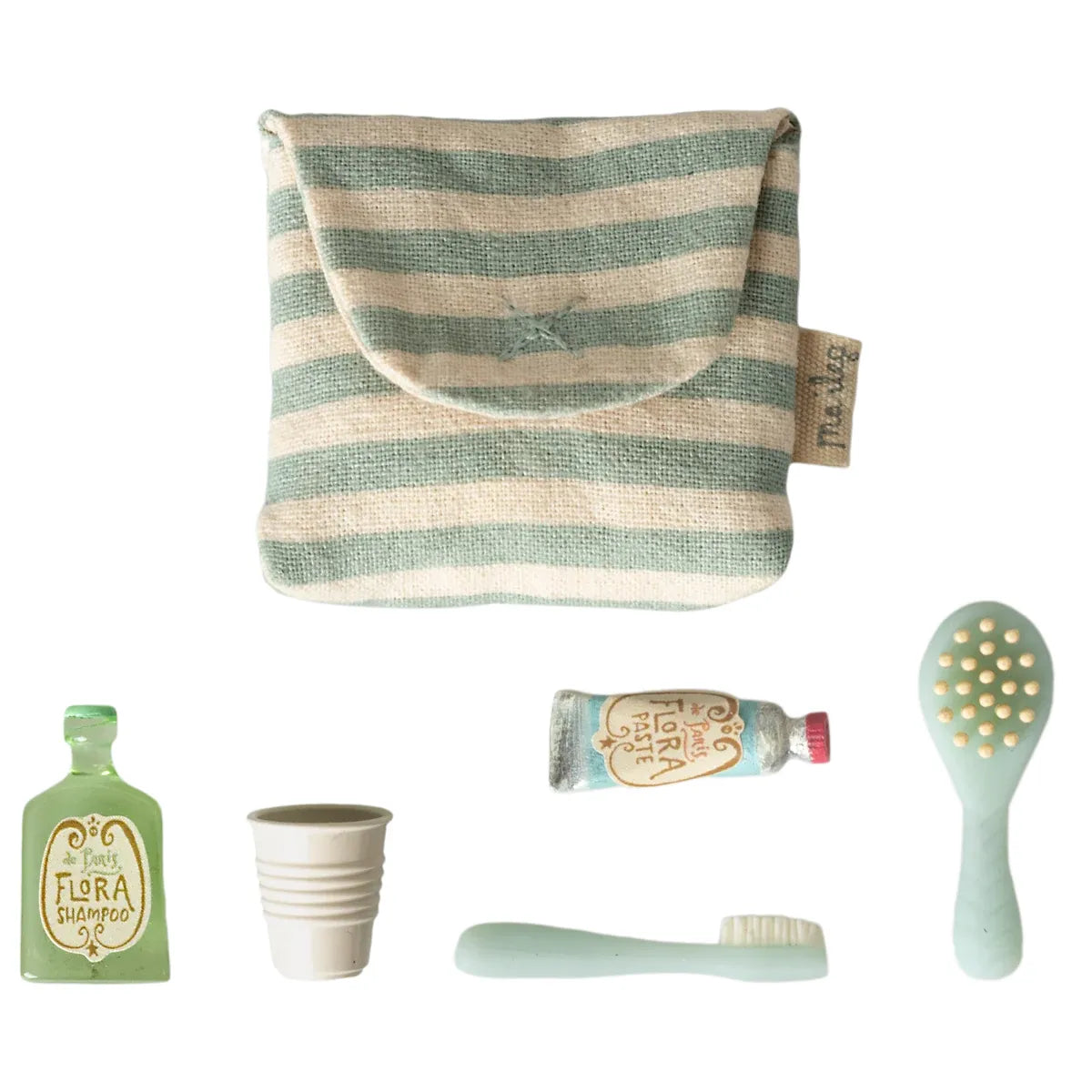 Toothbrush set in bag, Mouse - Blue stripe