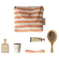 Toothbrush set in bag, Mouse - Coral stripe