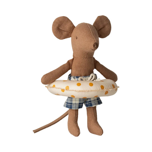 Ratoncito - Beach mouse with float, Little brother - Yellow dots