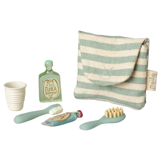 Toothbrush set in bag, Mouse - Blue stripe