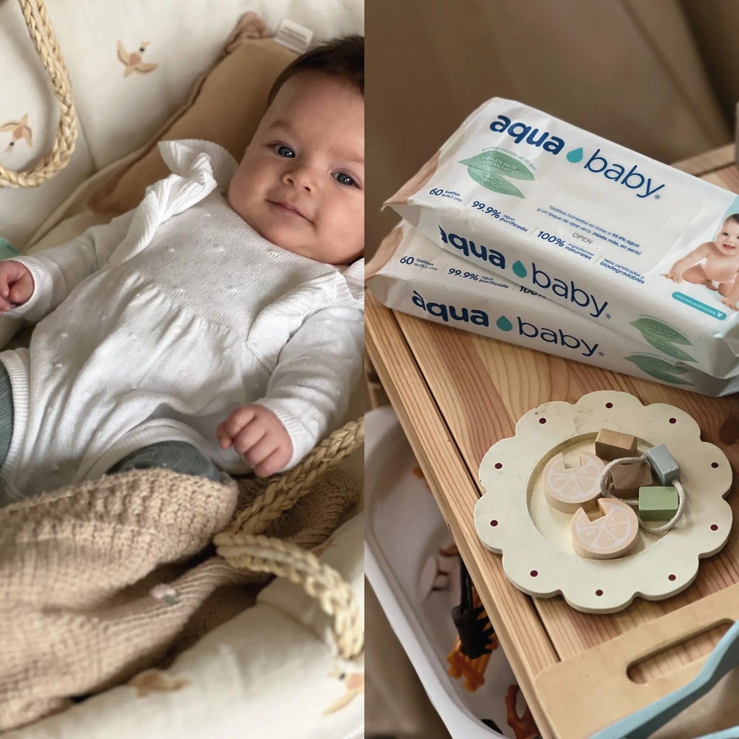Toallitas Húmedas Aqua Baby Biodegradables - 60 unidades