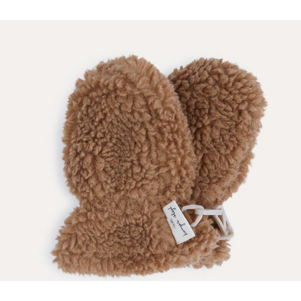 Mitones Grizz teddy baby mittens - Tobbaco brown