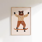 Lámina / poster - Bear on a skate red