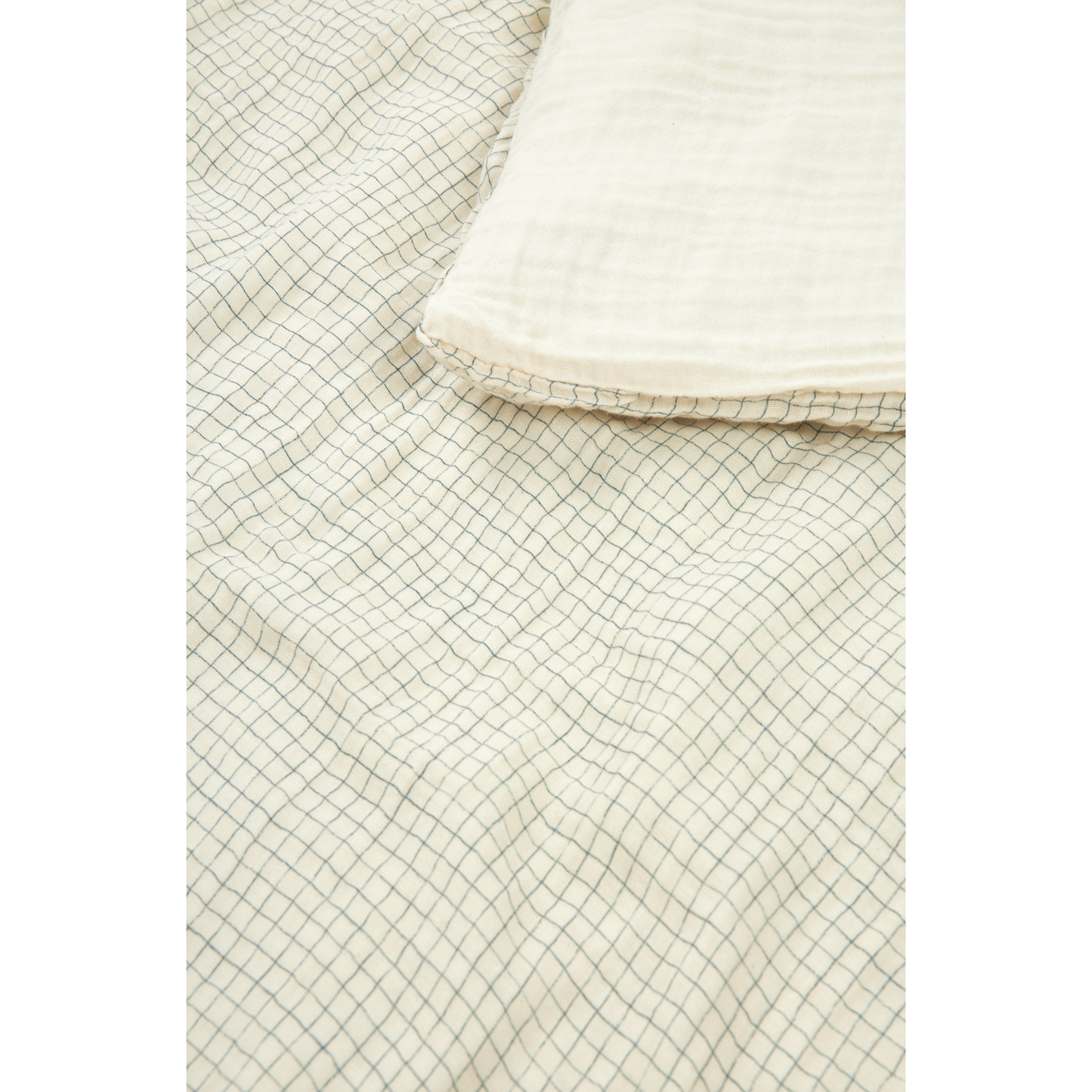 Funda nórdica Cuna BB Wabi-Sabi (Doble gasa algodón lavado) - Blue Grid