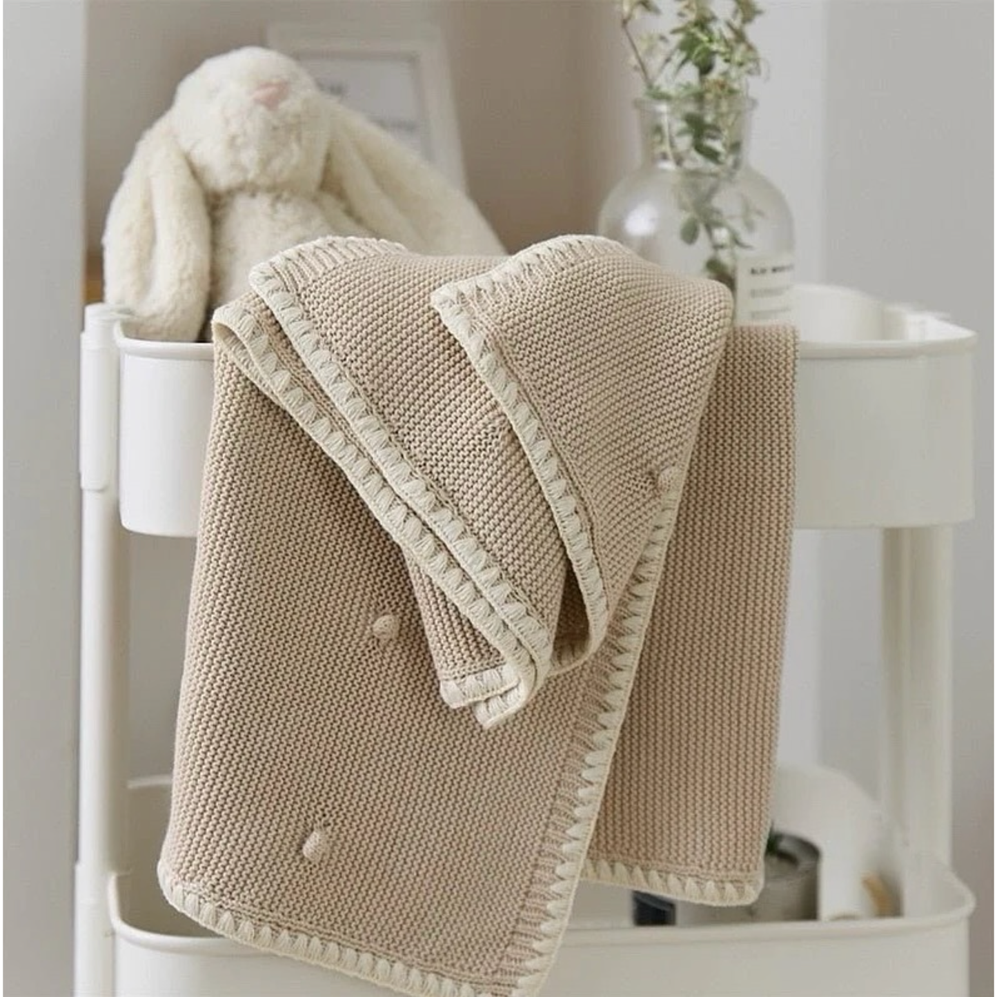Manta tejida Stitching - Beige