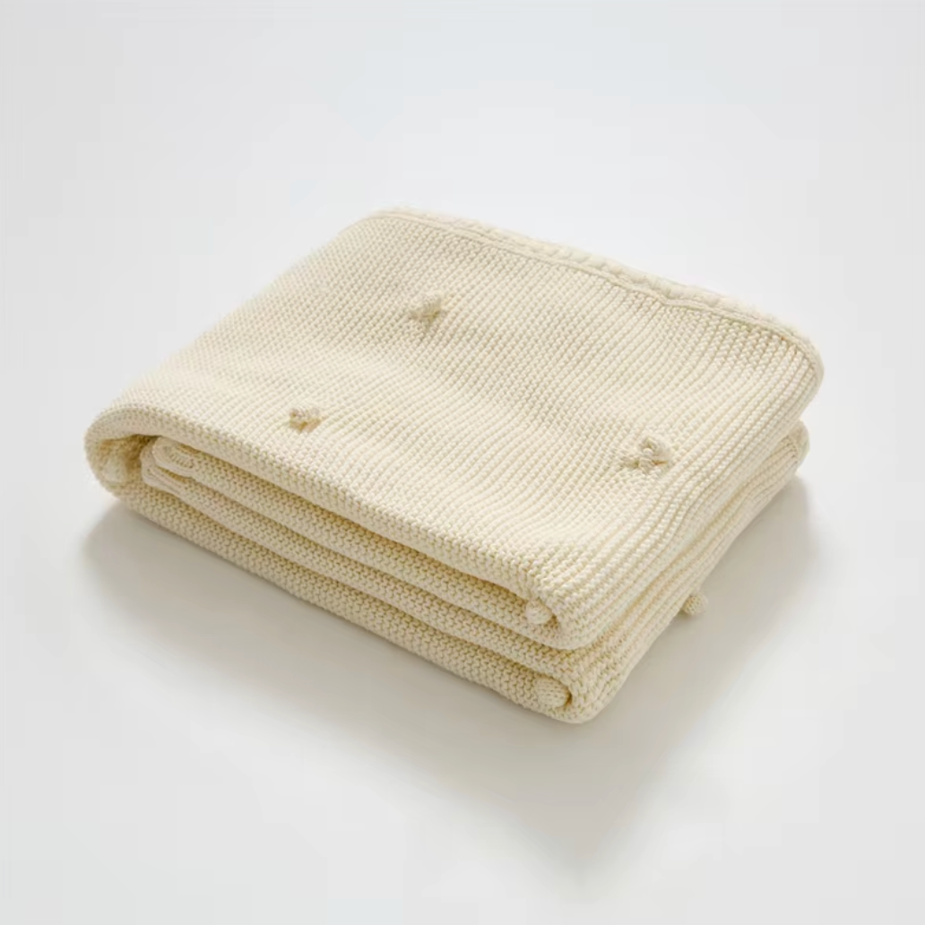 Manta tejida Stitching - White