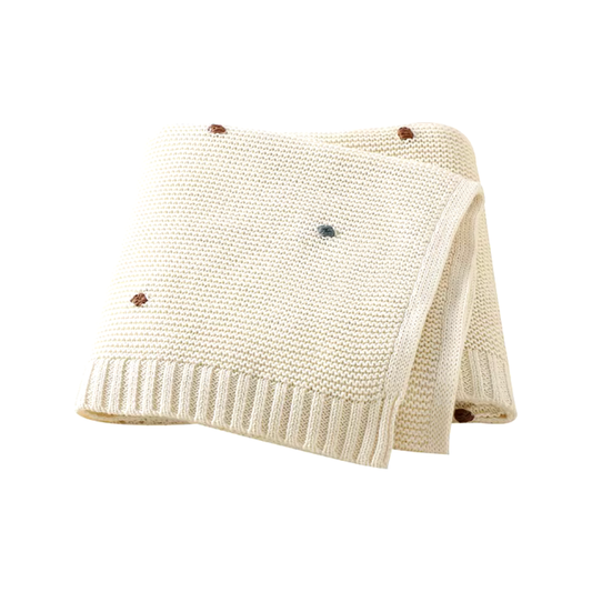 Manta Tejida colors dots - White