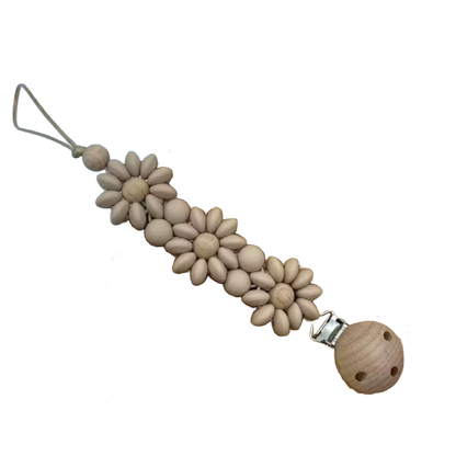 Porta chupetes flowers - Silicona y madera