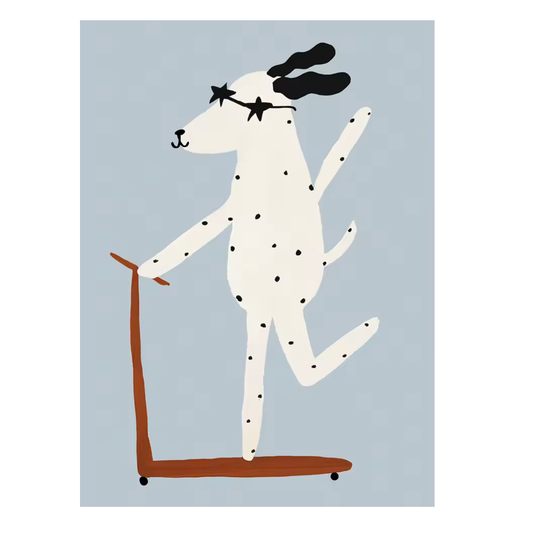Lámina / poster - Dog in a scooter