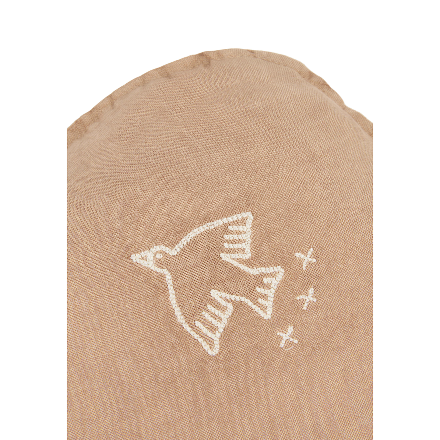 Cojín nube Lino frances lavado con bordado pajaro L1NO - Sesame
