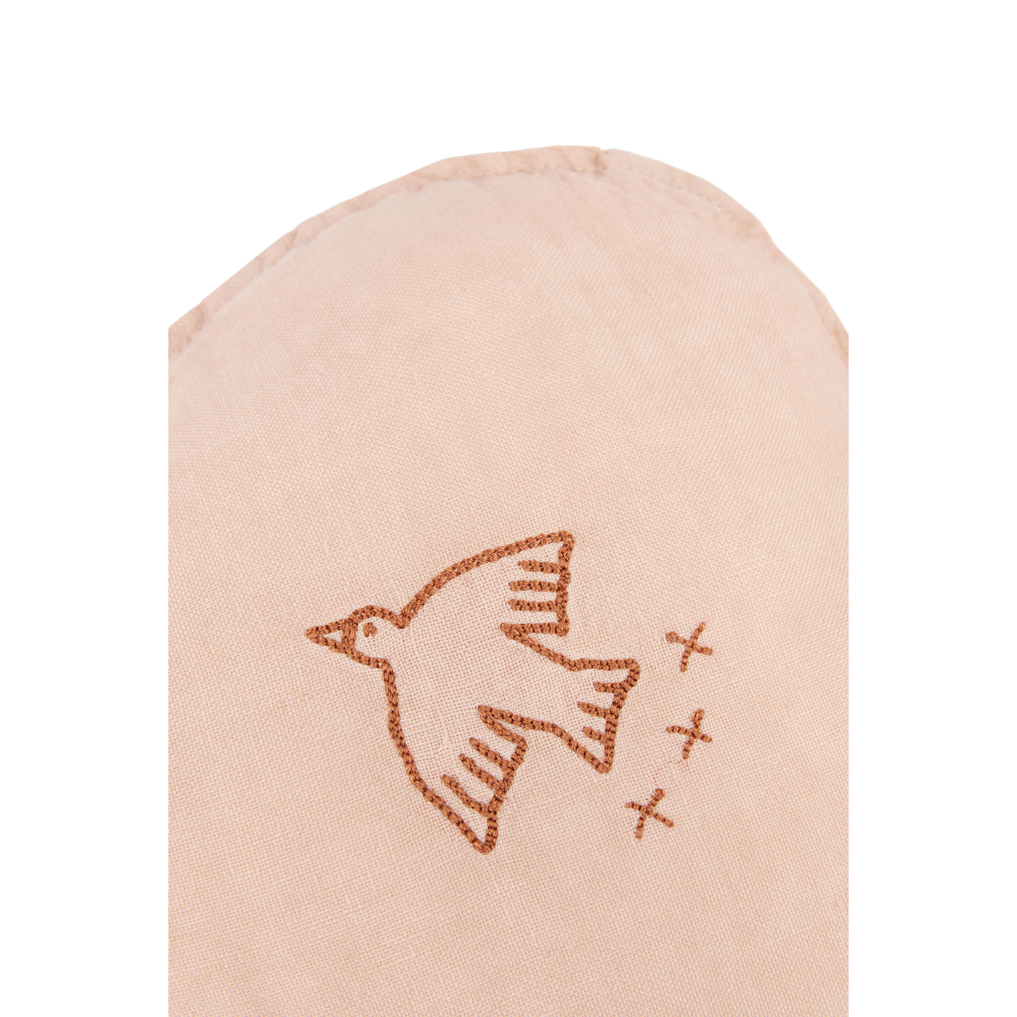 Cojín nube Lino frances lavado con bordado pajaro L1NO - Powder pink
