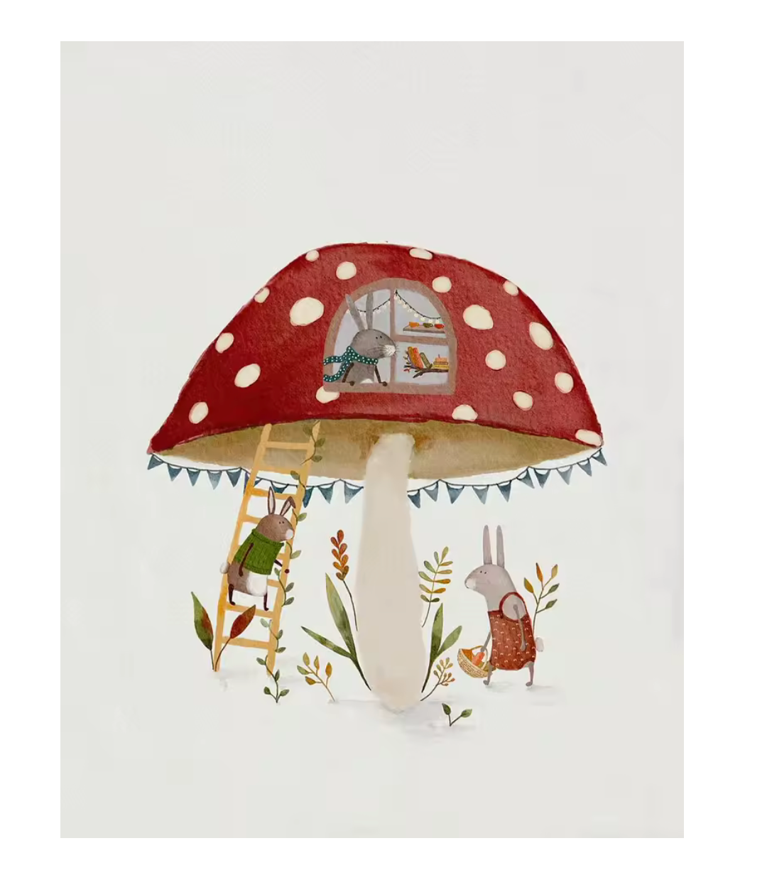 Lámina / poster - Mushroom & bunnies