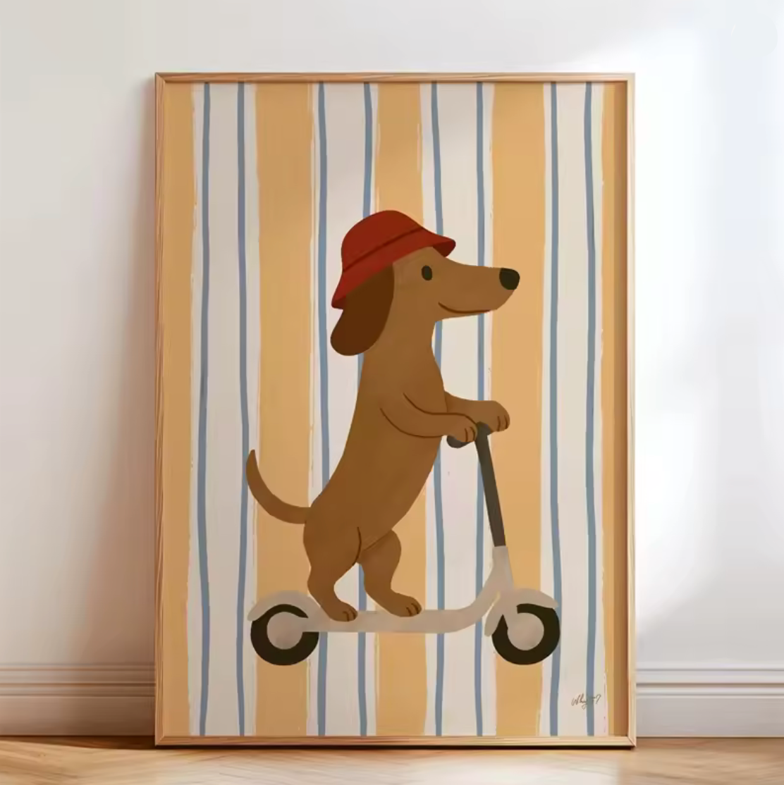 Lámina / poster - Dog in a scooter