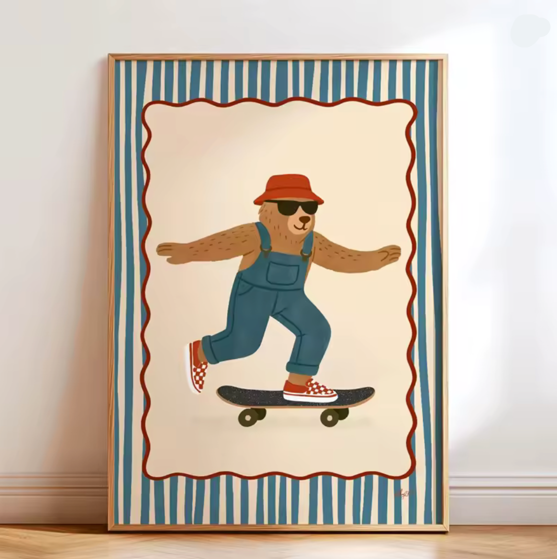Lámina / poster - Bear in a skate