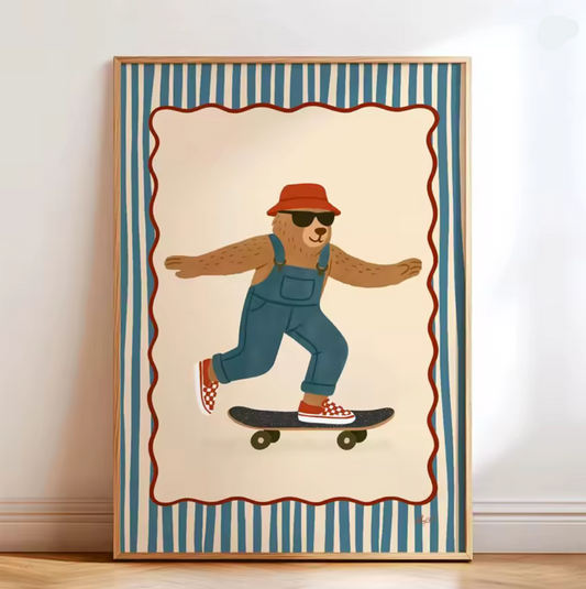 Lámina / poster - Bear in a skate