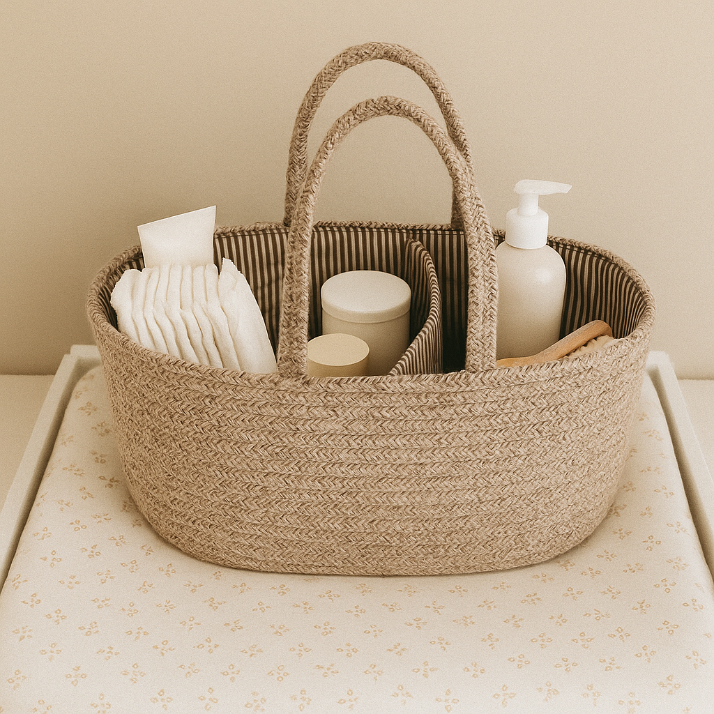 Canasto mudador Caddy Diaper - algodón & stripes