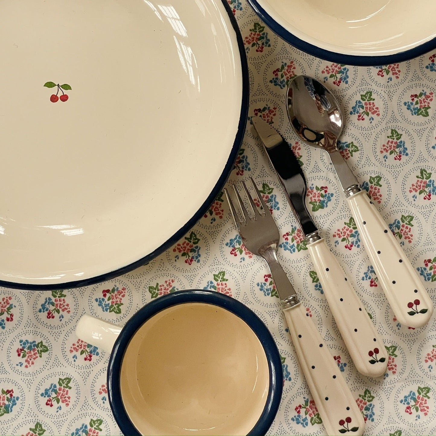 Set cubiertos - Navy dots