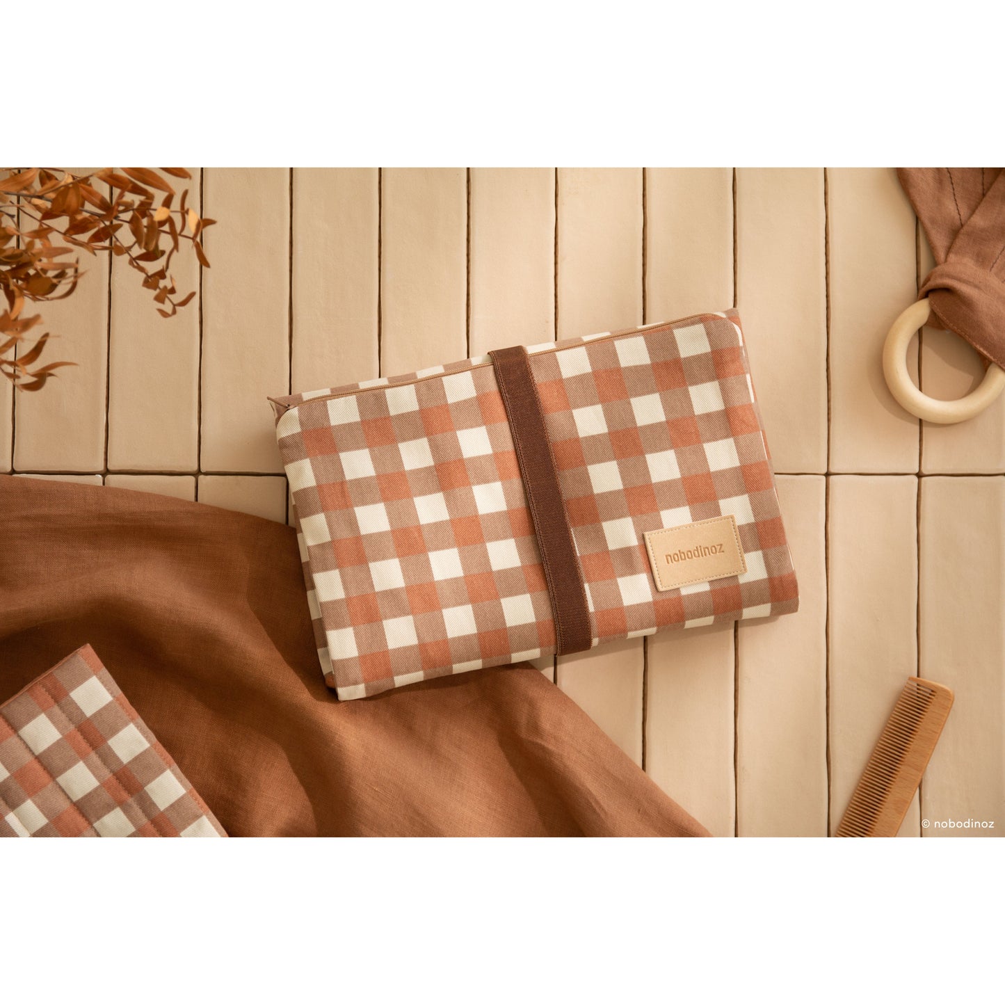 Mudador Portatil Impermeable Hyde Park - Terracota checks