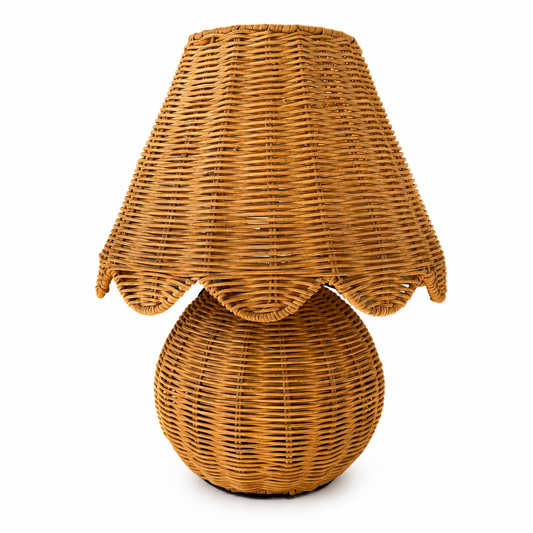 Lampara sobremesa scalloped rattan