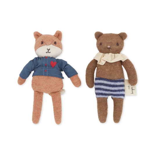 Set 2 muñecos tejidos - Foxie Friends