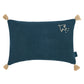 Cojín rectangular tassel bordado de lino francés lavado L1NO - Deep blue