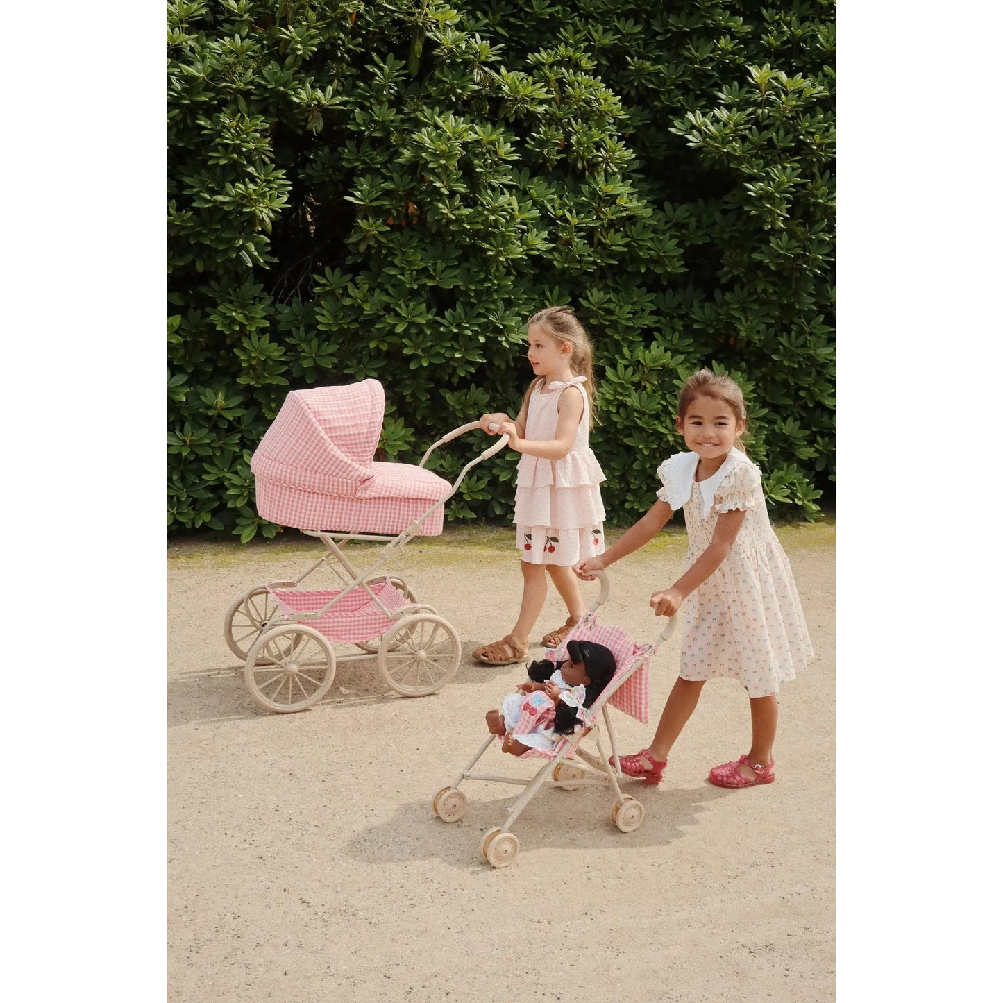 Coche / Moises Vintage para muñecas - Bubblegum check