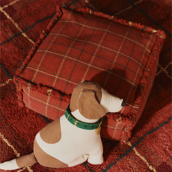 Pouf Handloom maple red