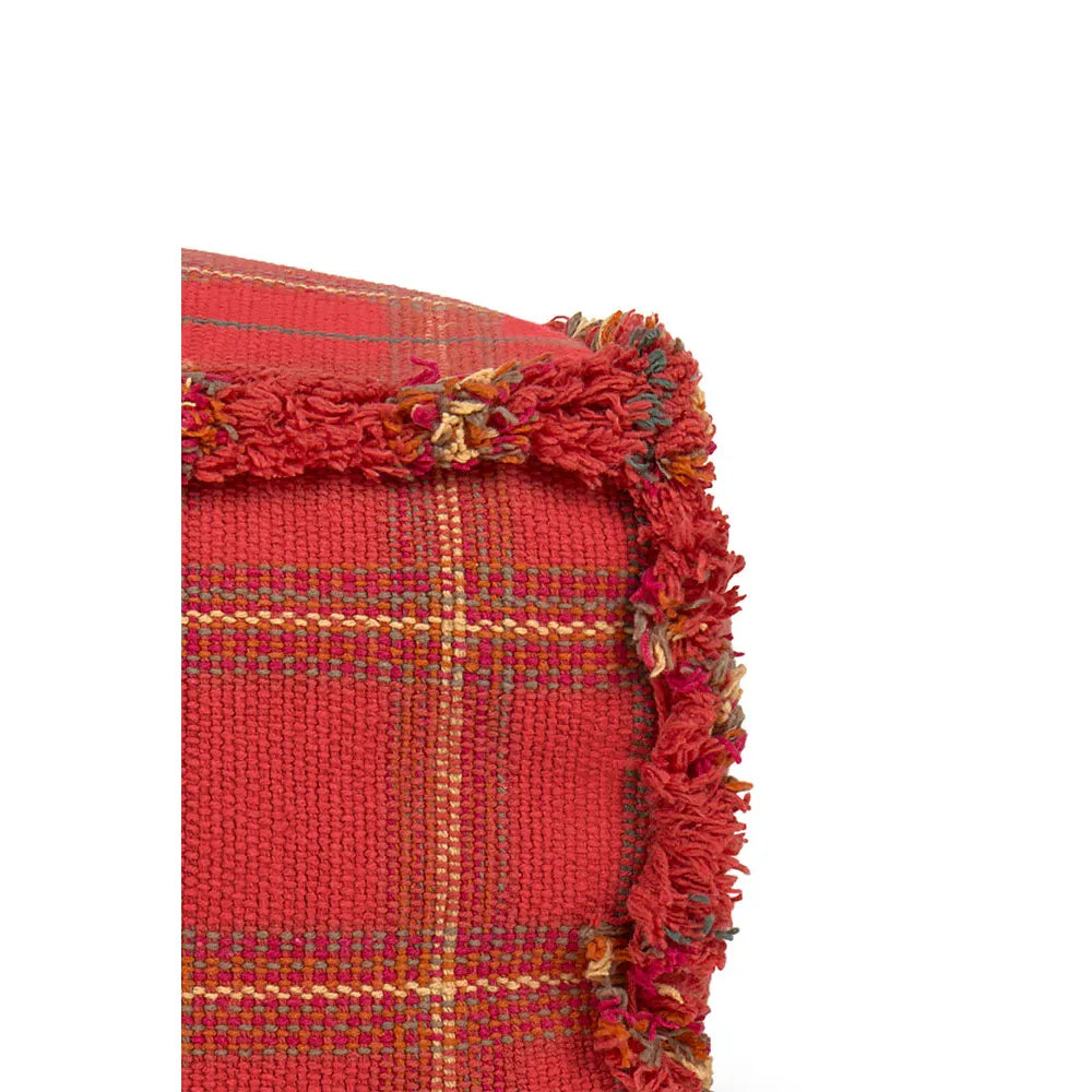 Pouf Handloom maple red