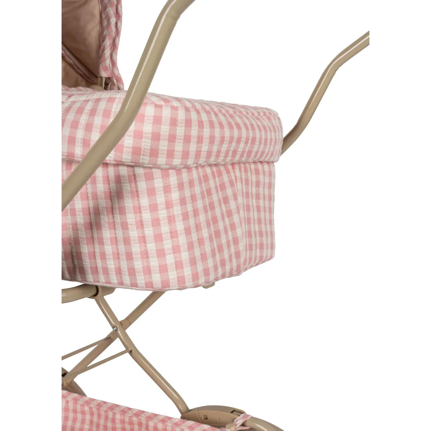 Coche / Moises Vintage para muñecas - Powder pink check