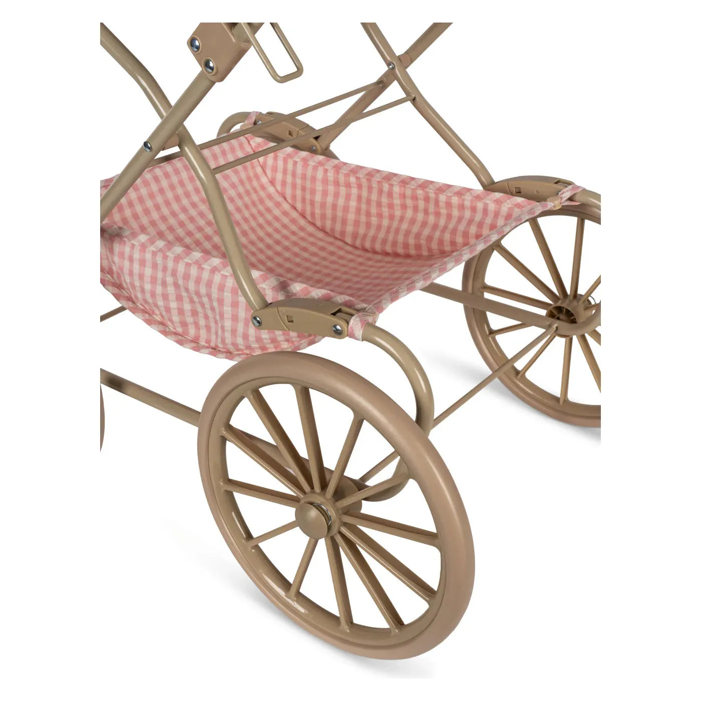 Coche / Moises Vintage para muñecas - Powder pink check