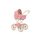 Coche / Moises Vintage para muñecas - Bubblegum check