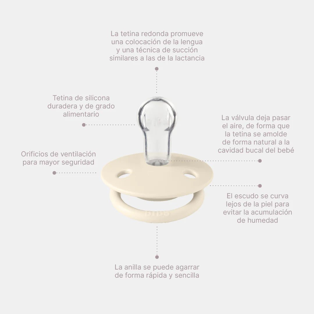Pack 2 Chupetes de lux round silicona - Ivory / Sage