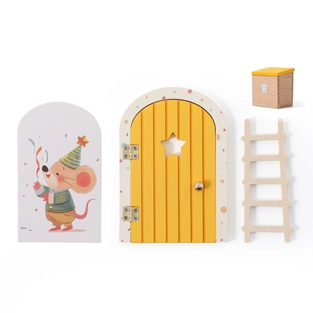 Puerta de madera para ratoncitos - Yellow