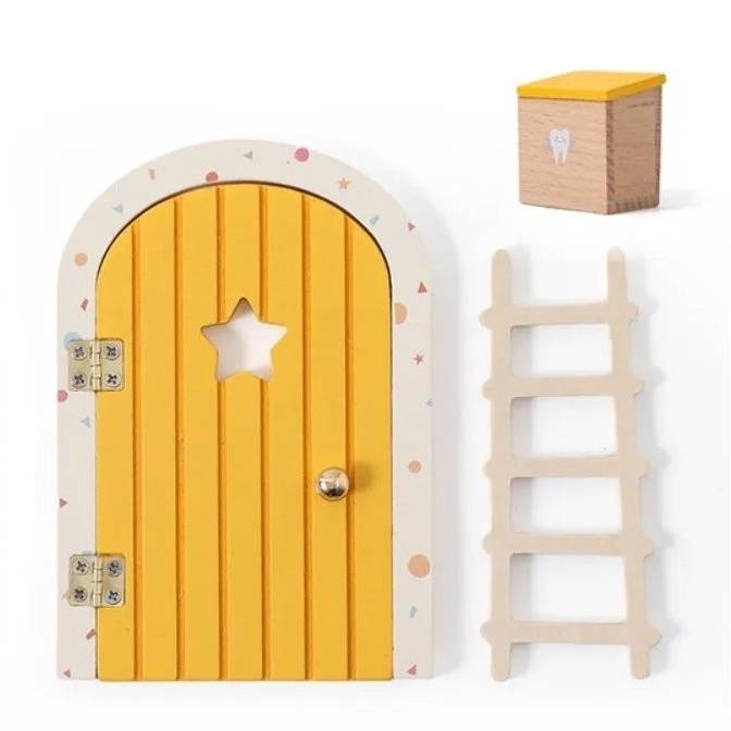 Puerta de madera para ratoncitos - Yellow