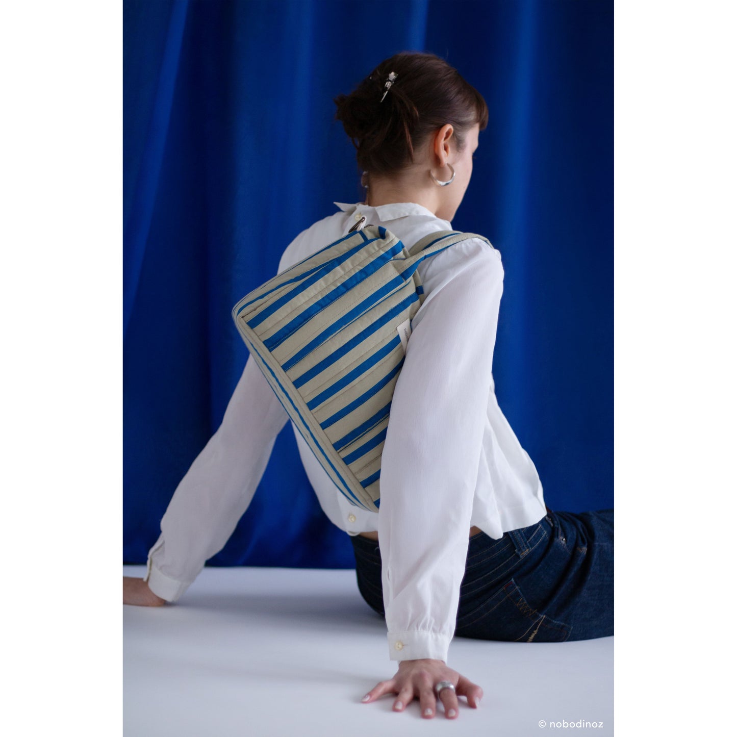 Organizador de cochecito y mini bolso stories limited edition - Green blue stripes