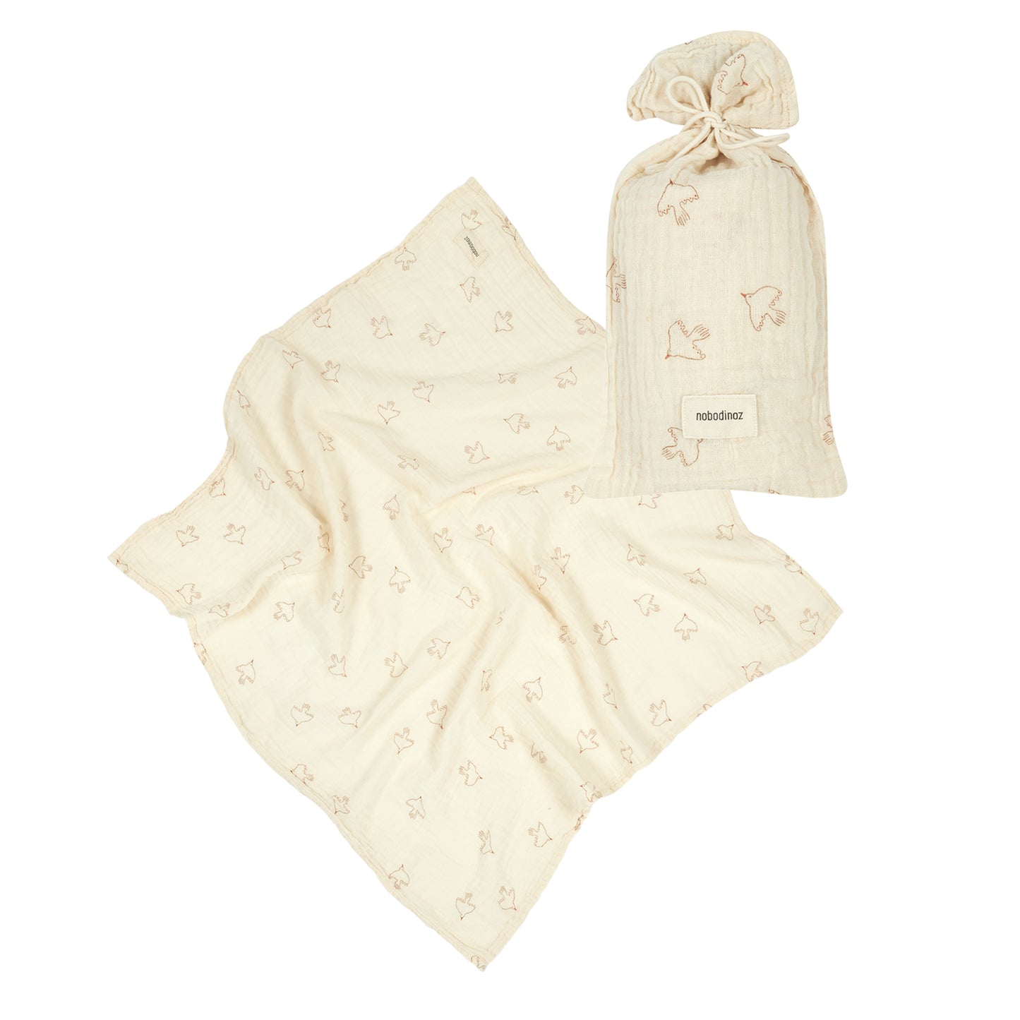 Set de regalo / Muselina Estampada Wabi Sabi - Brown Hoshi Birds