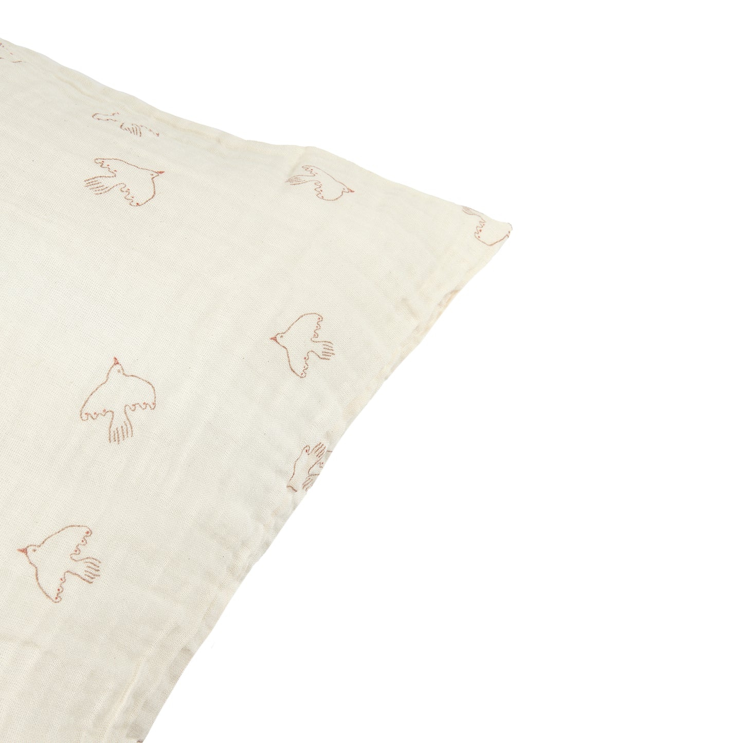 Funda de almohada Wabi Sabi (Doble gasa algodón lavado) 60 x 60 cm -  Brown Hoshi Birds