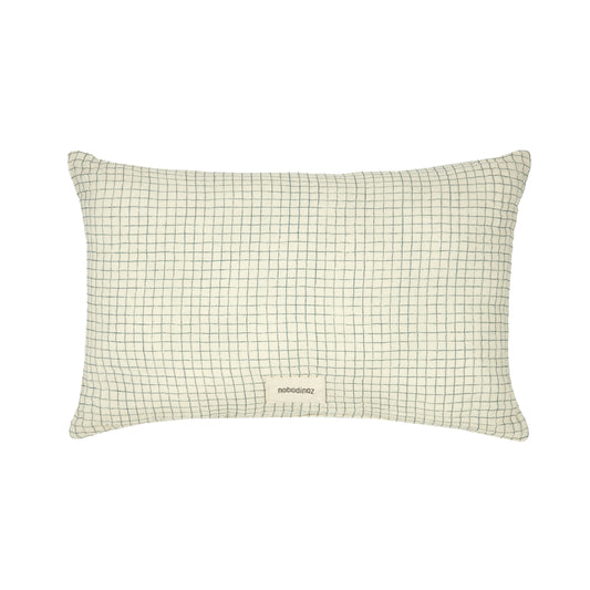 Cojín Rectangular Wabi Sabi (doble gasa algodón lavado) - Blue Grid