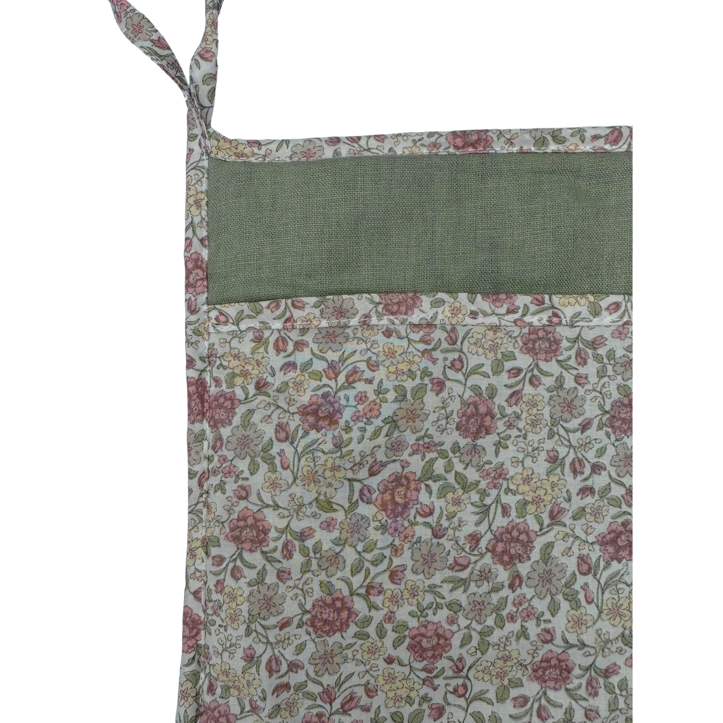 Bolsillo organizador de cuna - Verde y flores rosa