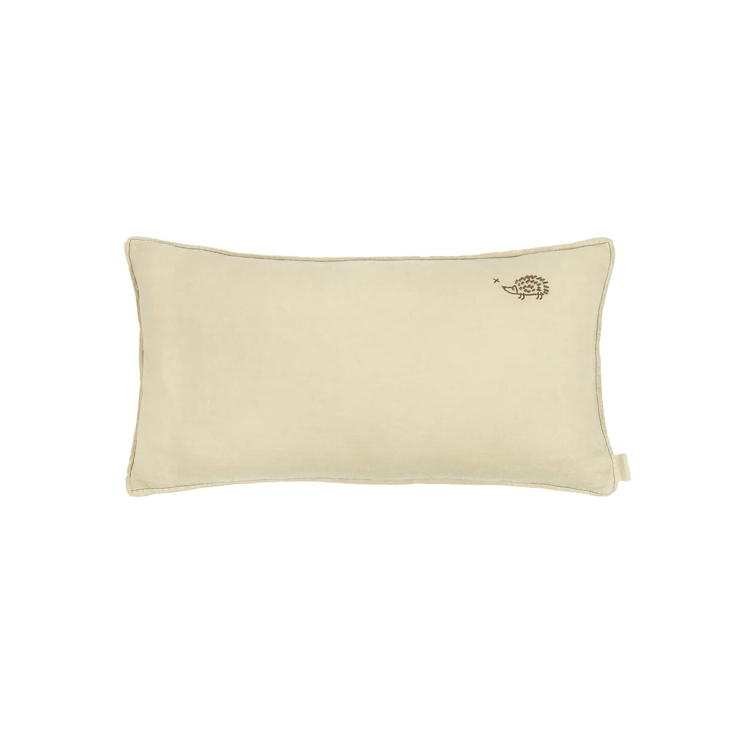 Cojín rectangular bordado de lino francés lavado - Green tea