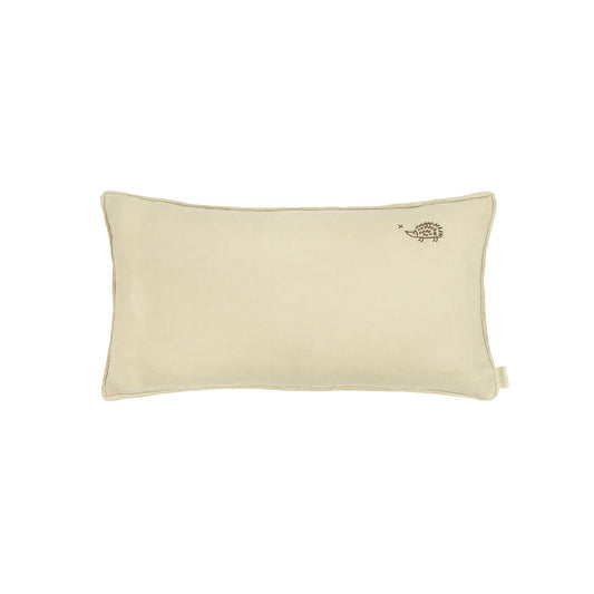 Cojín rectangular bordado de lino francés lavado - Green tea